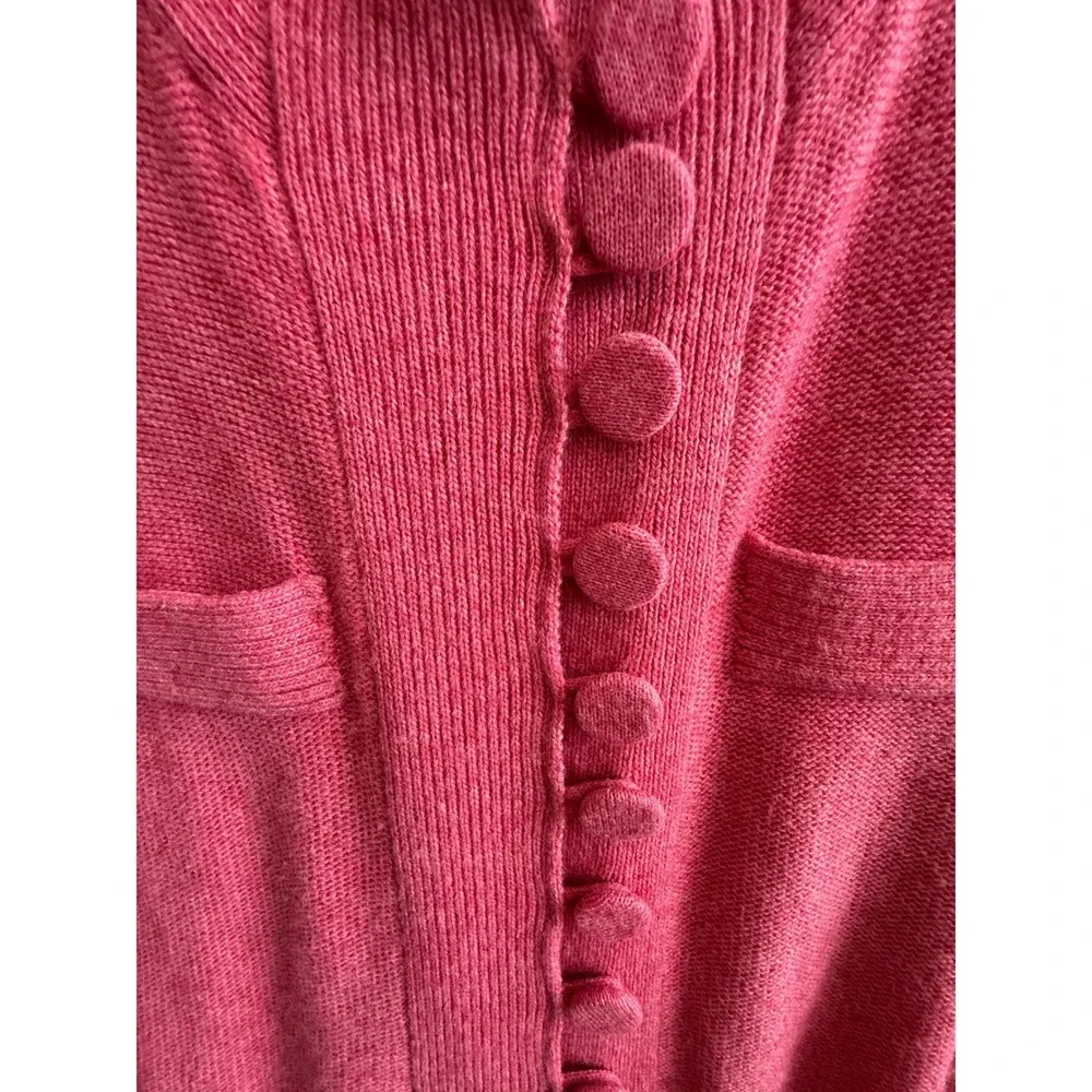 Pink Tartan Knit Vest Cashmere‎ Angora Wool Blend Button Front Drawstring S
